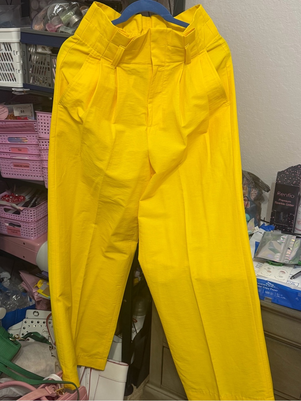Banana Republic Bright Yellow Pleated Chinos NWOT